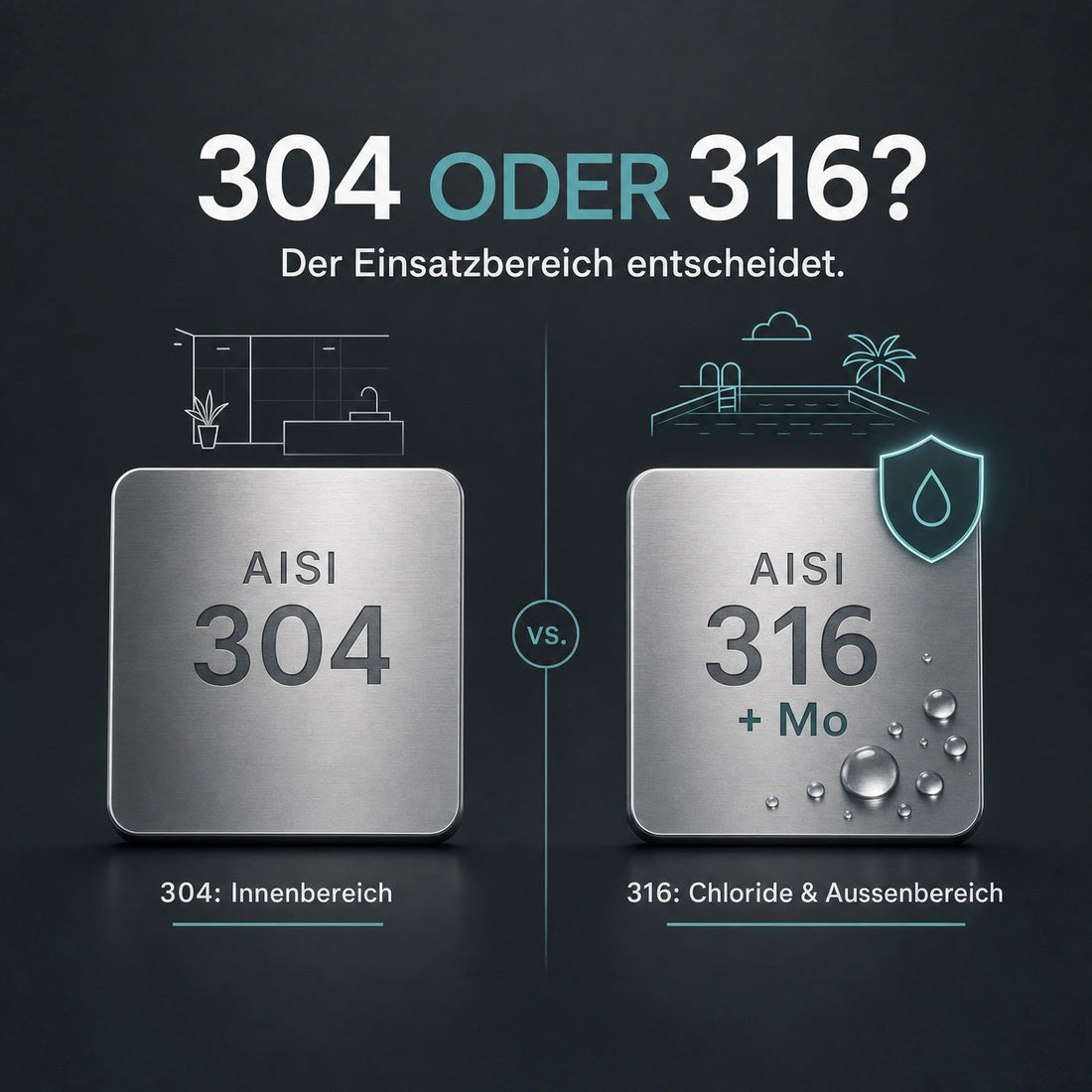 Edelstahl im Sanitärbereich: AISI 304 oder AISI 316 — was ist der Unterschied?