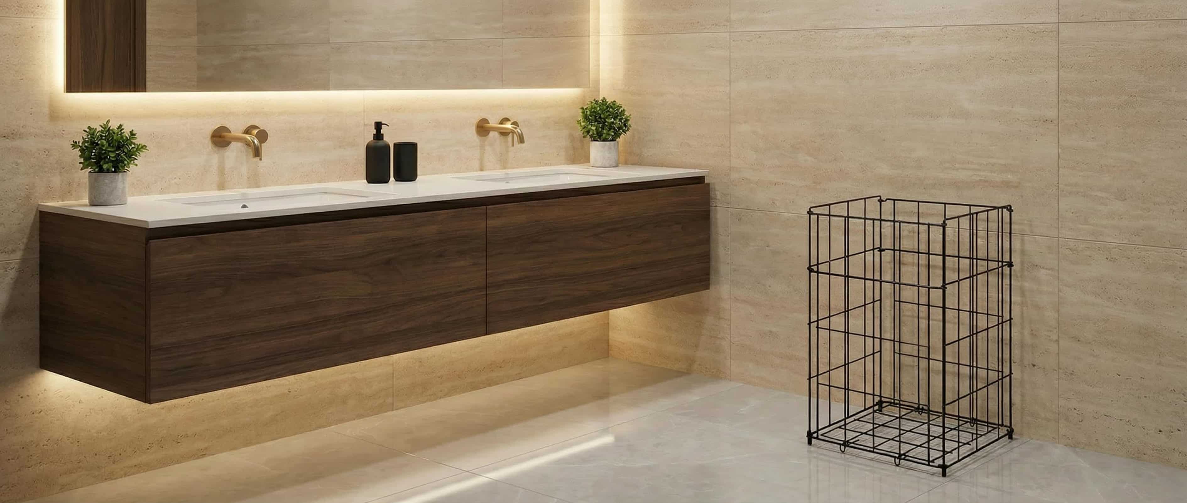 Gitterkörbe im Badezimmer zur Aufbewahrung