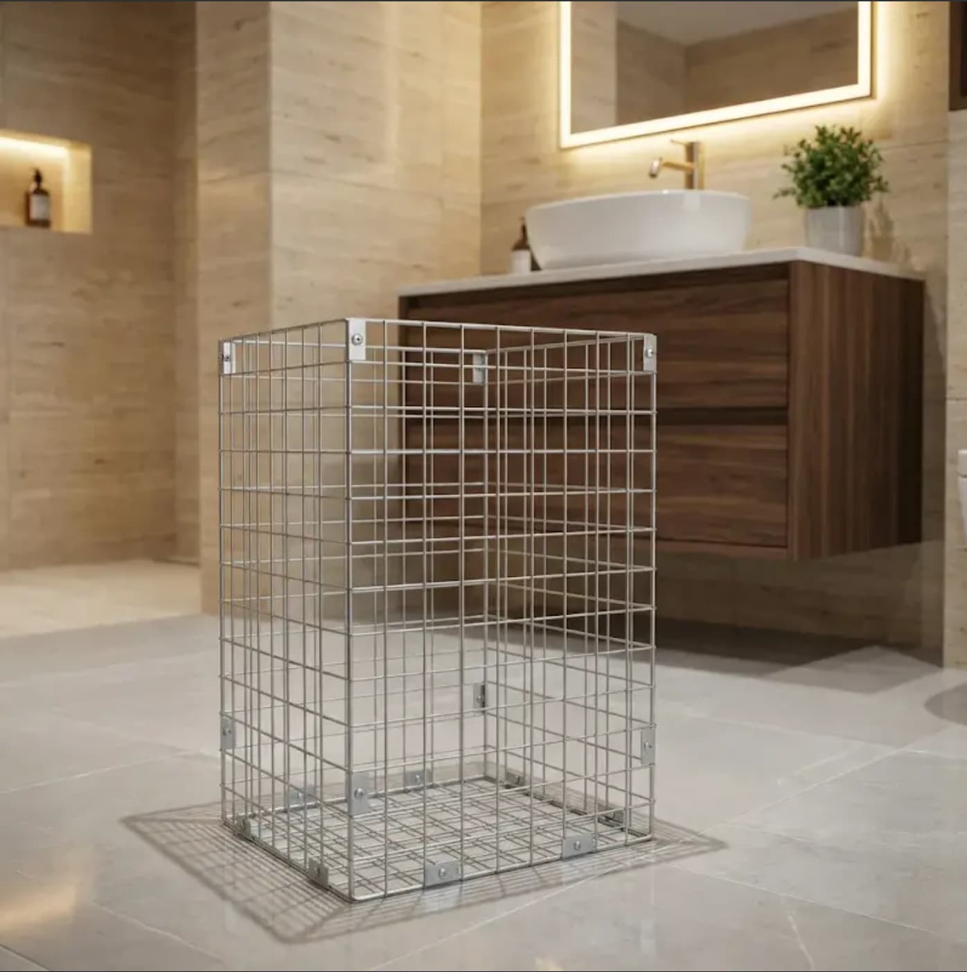 Gitterkörbe aus Metall im Badezimmer