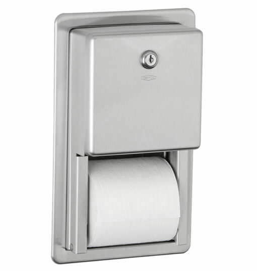 Stainless steel wall-mounted toilet roll holder with lock