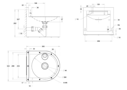 Fontana per bere Disegno di montaggio a parete in acciaio inox