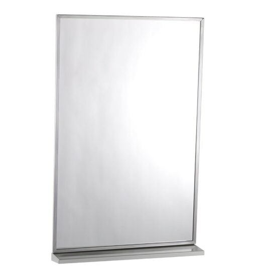 Specchio con cornice a U e ripiano di Bobrick, serie B-166