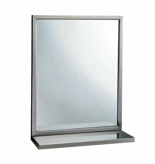 Miroir à cadre avec étagère par Bobrick, série B-292