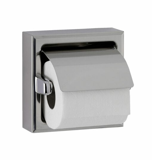 Porte-rouleau de papier toilette avec capuchon pour un rouleau, acier inoxydable, montage mural, B-6699.1 / B-66997.9