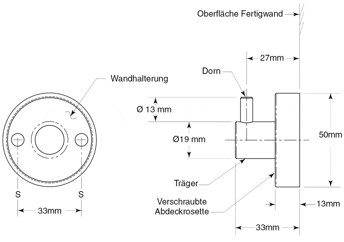 Haken für Kleider oder Taschen, Cubicle Collection, Edelstahl, B-542.4 -  Armatron AG