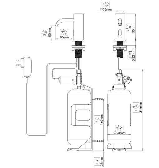 Distributore di sapone touchless PESANTE Disegno Armatron Deluxe