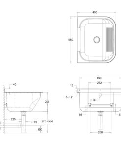 Disegno del lavello universale in acciaio inox