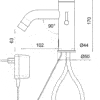 Electronic water tap, with temperature selector lever, washbasin spout