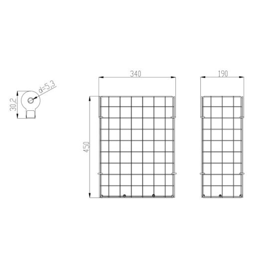 Corbeille grillagée inox Proox 35 litres Dessin