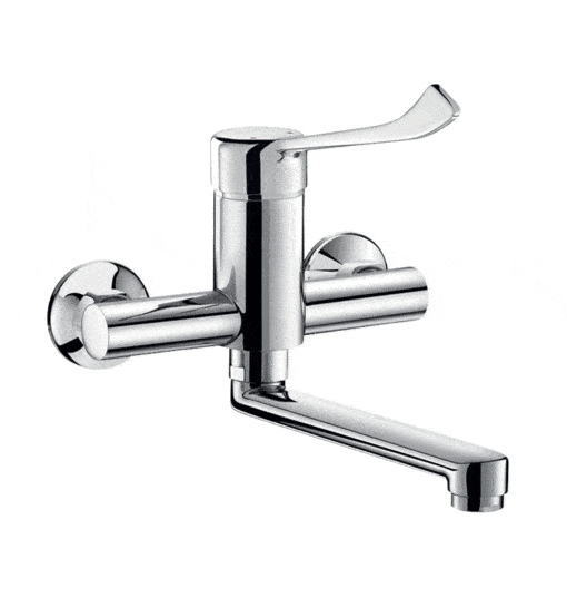 Single lever faucet, shield against overheating, with hygiene lever, wall spout, ADL-2446LS.8