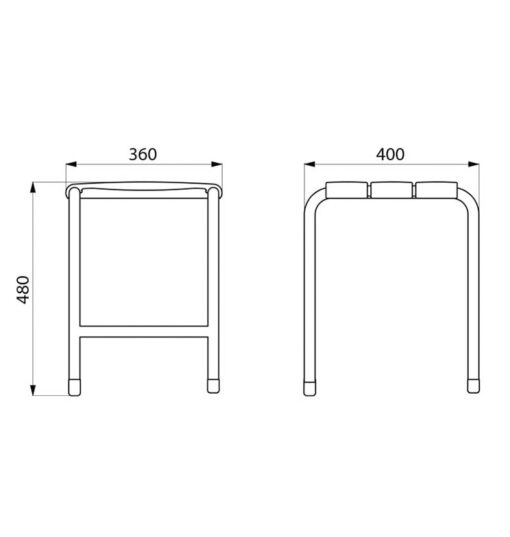 Shower Stool Aluminium White Powder Coated Armatron Drawing