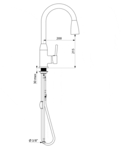 Kitchen mixer single-hole installation with pull-out Drawing