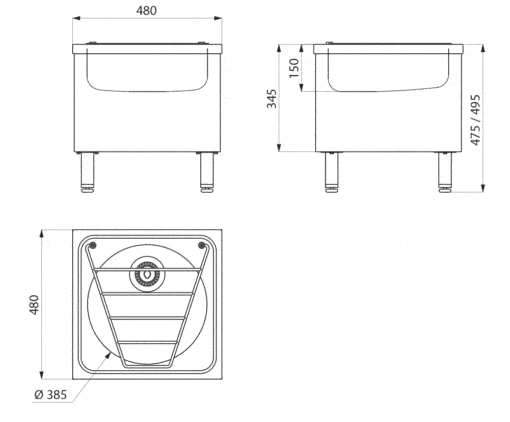 Outgassing basin floor standing Drawing