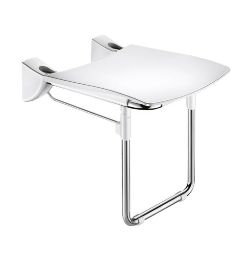 Folding shower seat comfort Delabie Armatron high gloss polished