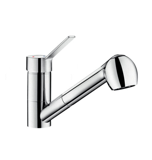 Single lever mixer with pull-out spray Delabie brass