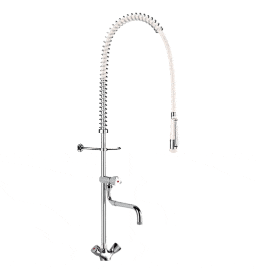 Delabie dishwasher tap with pull-out spout valve