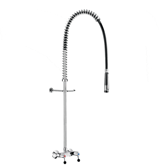 Dishwasher spray without spout valve Wall-mounted two-handle fitting Delabie Armatron