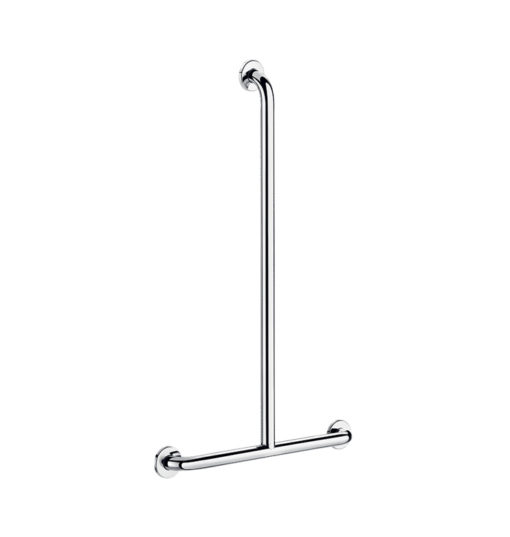 T-shaped handrail for shower seat, stainless steel, 32 mm diameter, highly polished