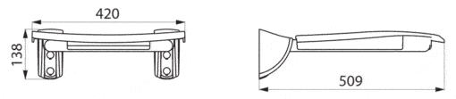 Siège de douche confort sans pied rabattable Acier inoxydable laqué époxy Armatron Delabie Dessin