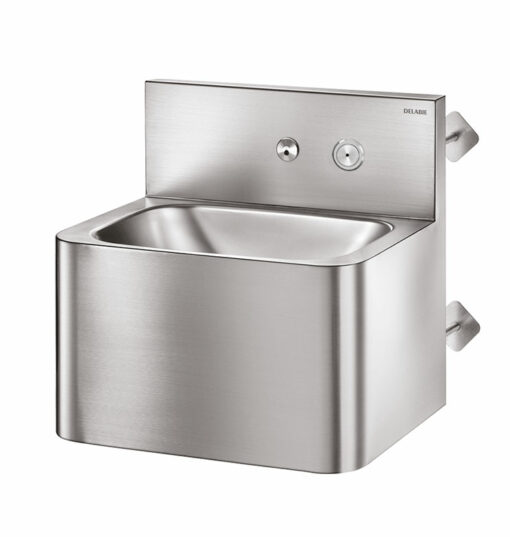 Lavabo in acciaio inox con montaggio posteriore a parete estremamente robusto Delabie