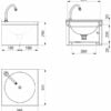 Lavabo per montaggio a parete, acciaio inox satinato, con comando a ginocchio