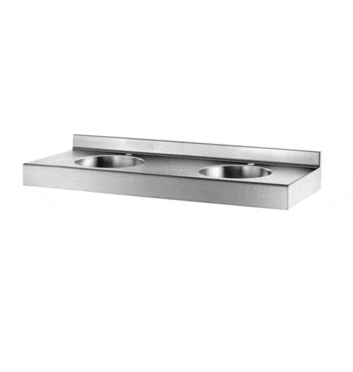 Double washbasin stainless steel with tap hole Delabie Armatron