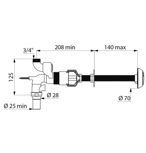 Druckspüler 2 Mengen Tempoflux 2 Delabie Zeichnung