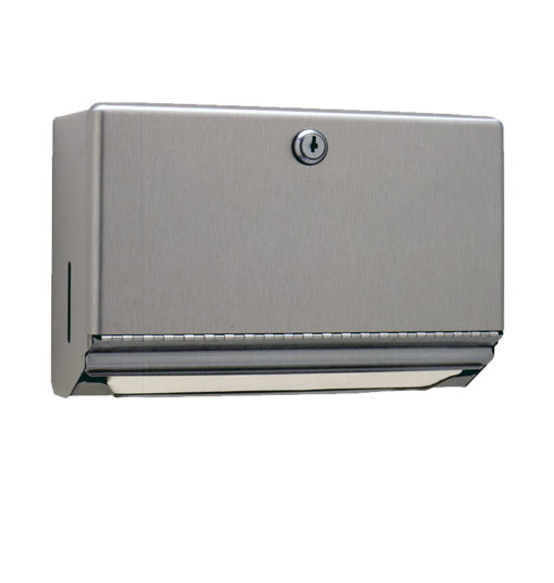 Paper towel dispenser Bobrick cylinder lock stainless steel matt