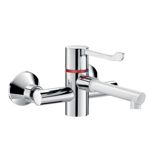 Single-lever wall-mounted Securitherm Bioclip dual spout Delabie
