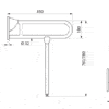 Stützklappgriff mit Fuß, Ø 32 L. 850 mm, hochwiderstandsfähiges Nylon glänzend weiss