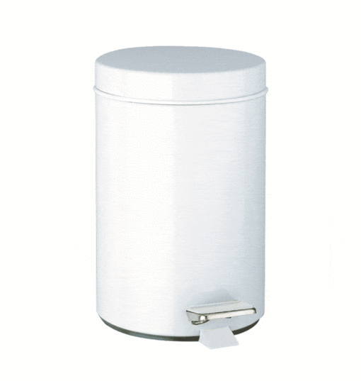 Waste Bin Round Powder Coated White Delabie Armatron