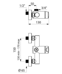 Raccordo doccia con chiusura automatica Disegno Delabie