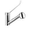Single lever mixer with pull-out spray and hygiene lever