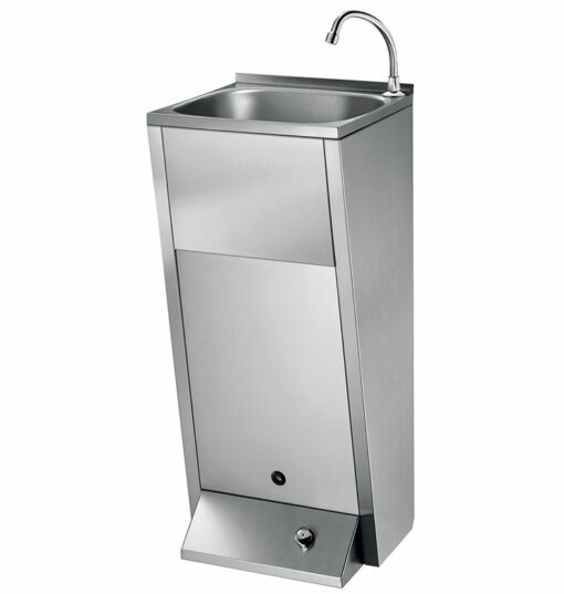 Hand basin stainless steel with foot confirmation