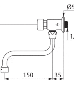 Self-closing tap Swivel spout Sink TEMPOSTOP Delabie Drawing