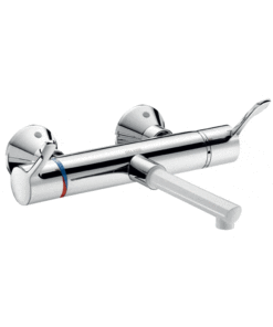 Two-handle fitting with changeable spout Hospital and medical facilities