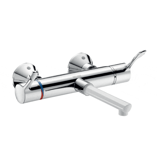 Two-handle mixer tap with dual spout Hospital and medical facilities