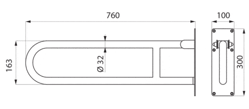 Folding handle ECONOM white powder-coated Drawing