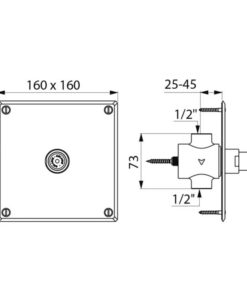 Urinal pressure flush Delabie drawing