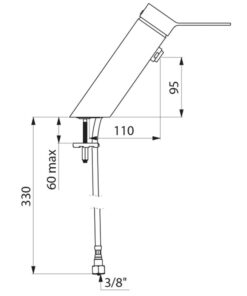 Mitigeur de lavabo sans tirette acier inoxydable chromé Dessin