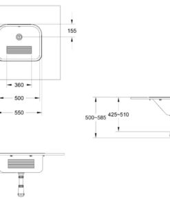 Bassins universels à encastrer en acier inoxydable Dessin