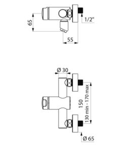 Mitigeur monocommande à fermeture automatique bec court TEMPOMIX Dessin