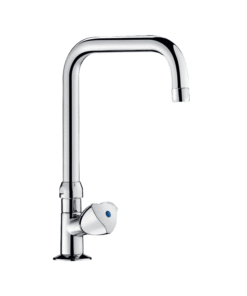 Delabie pillar tap with swivel spout