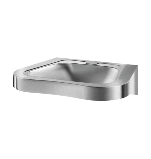 Washbasin stainless steel satin finish barrier-free