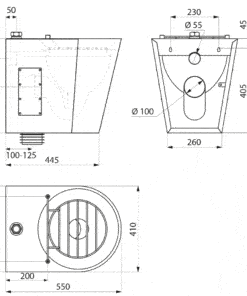 Ausgussbecken bodenstehend 100 mm Zeichnung