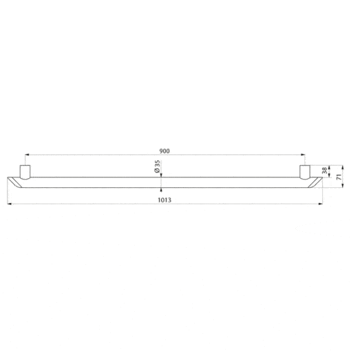 Barre d'appui aluminium blanc 900 mm Delabie dessin