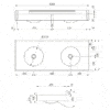 Lavabo en rangée/double pour montage mural, acier inoxydable satiné, sans trou pour robinet, ADL-120390.2