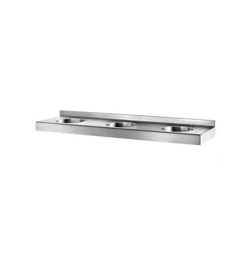 Stainless steel washbasin in a row 3 washbasins Delabie