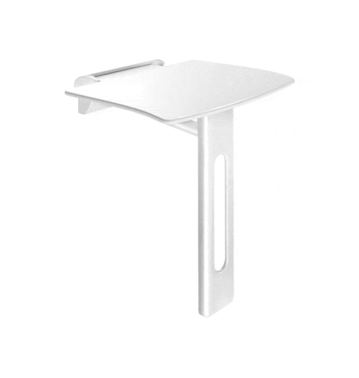 Folding Shower Seat with Foot Aluminium White