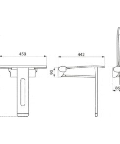 Shower Seat Foldable with Foot BE-Line Drawing